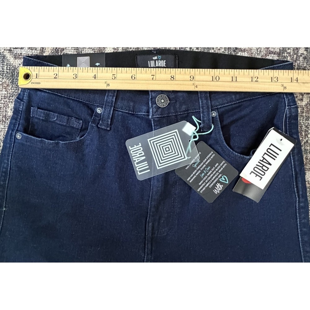 Lularoe High Rise Slim Straight Jean 28 Magic Waist Dark Wash Stretch Cigarette - Picture 7 of 12